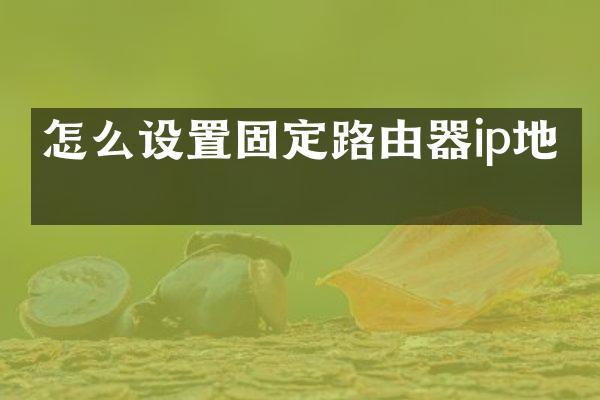 怎么设置固定路由器ip地址