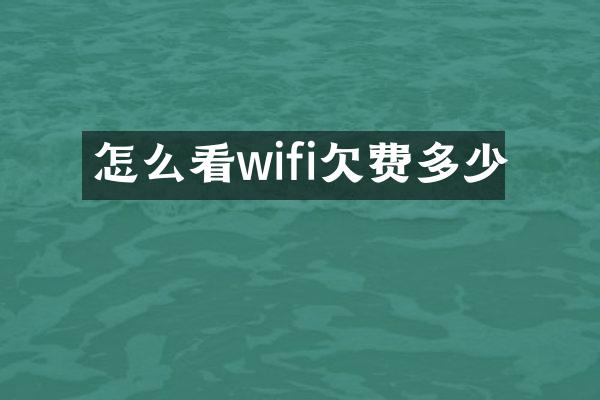 怎么看wifi欠费多少