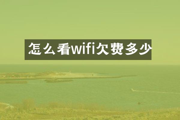 怎么看wifi欠费多少