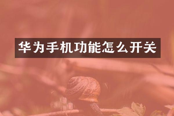 华为手机功能怎么开关