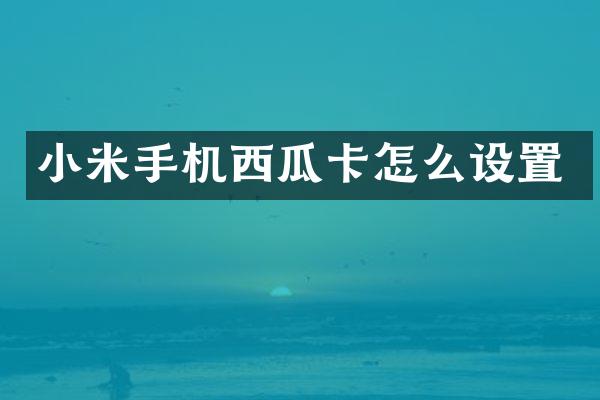 小米手机西瓜卡怎么设置