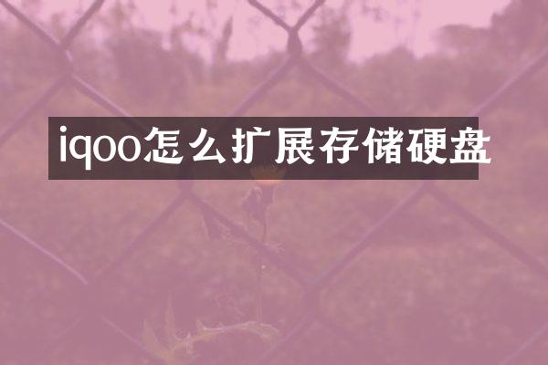 iqoo怎么扩展存储硬盘