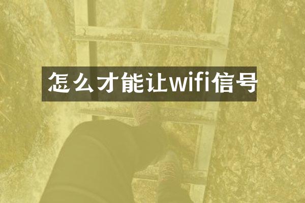 怎么才能让wifi信号