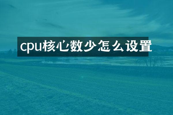 cpu核心数少怎么设置