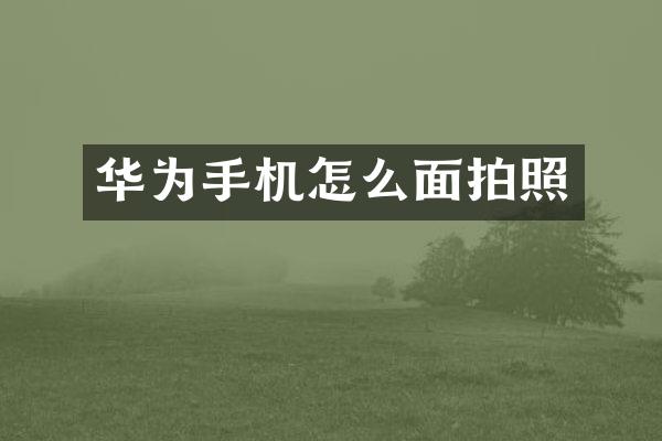 华为手机怎么面拍照