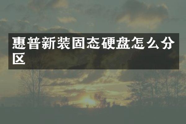 惠普新装固态硬盘怎么分区