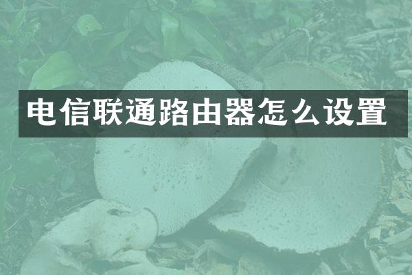 电信联通路由器怎么设置