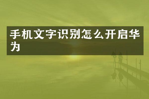 手机文字识别怎么开启华为