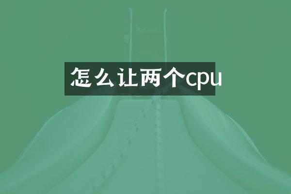 怎么让两个cpu