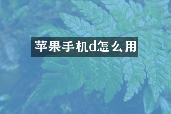 苹果手机d怎么用