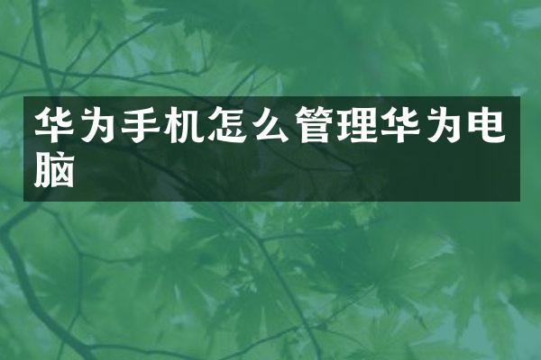 华为手机怎么管理华为电脑