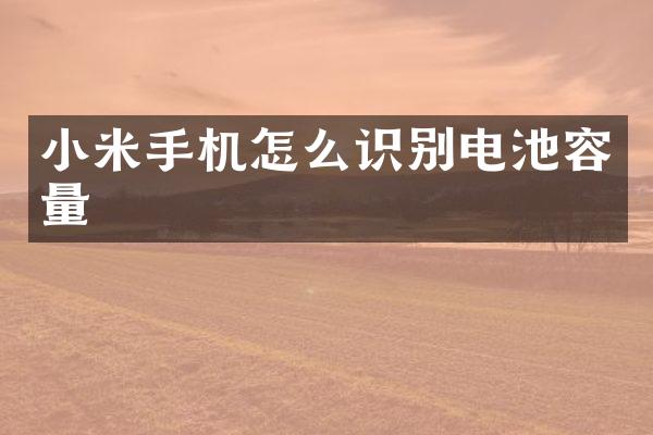 小米手机怎么识别电池容量