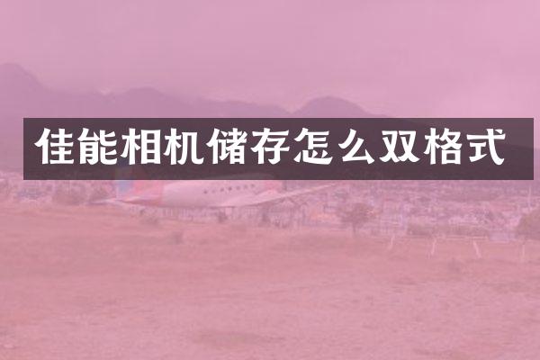 佳能相机储存怎么双格式