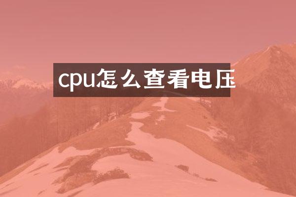 cpu怎么查看电压