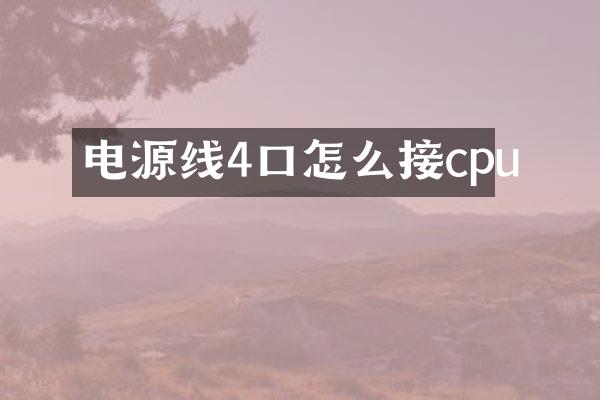 电源线4口怎么接cpu