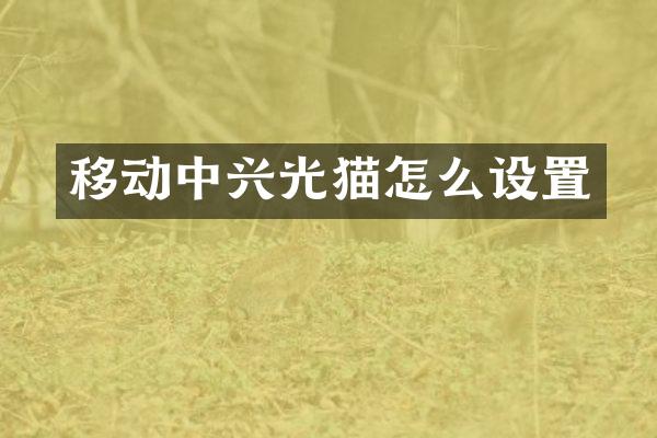 移动中兴光猫怎么设置