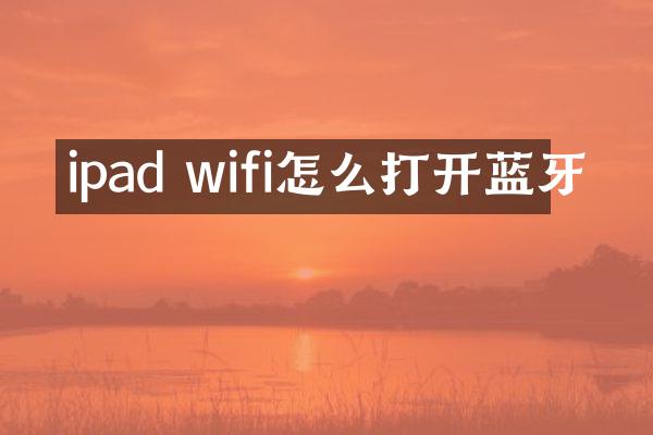 ipad wifi怎么打开蓝牙