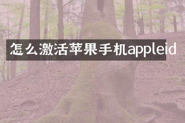 怎么激活苹果手机appleid