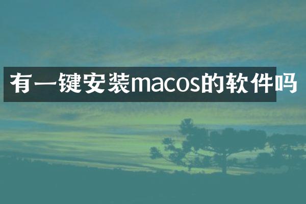 有一键安装macos的软件吗