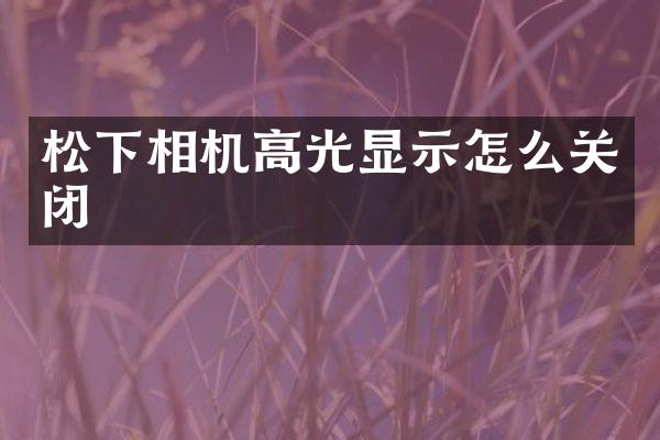 相机高光显示怎么关闭