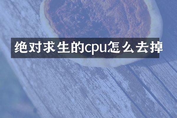 绝对求生的cpu怎么去掉