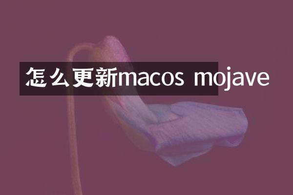 怎么更新macos mojave