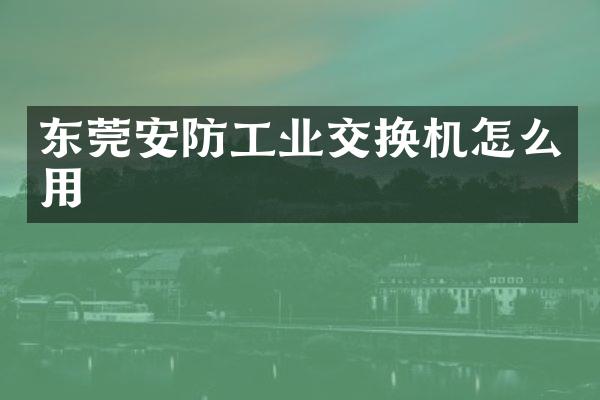 东莞安防工业交换机怎么用