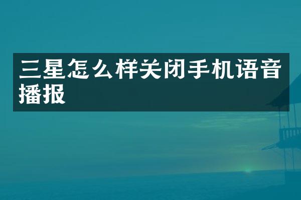 三星怎么样关闭手机语音播报