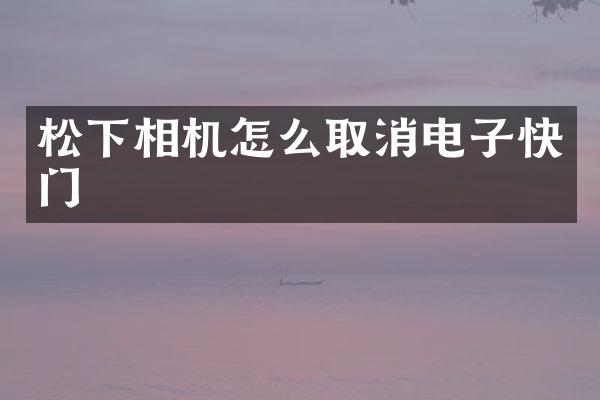 相机怎么取消电子快门