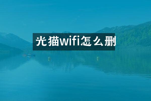 光猫wifi怎么删