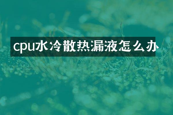 cpu水冷散热漏液怎么办
