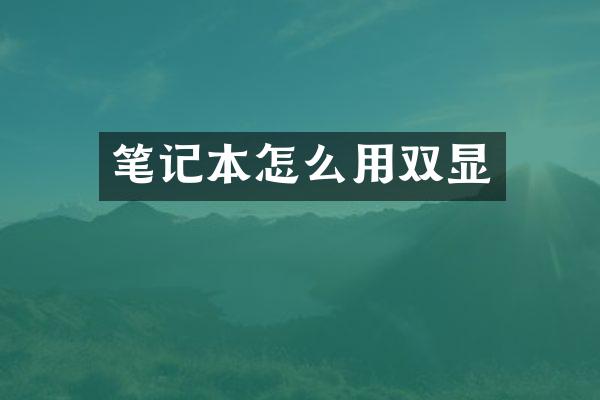 笔记本怎么用双显