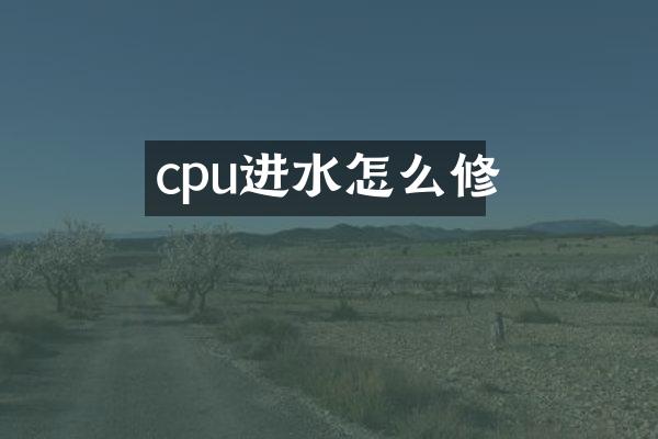cpu进水怎么修