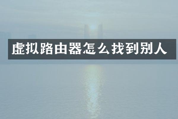 虚拟路由器怎么找到别人
