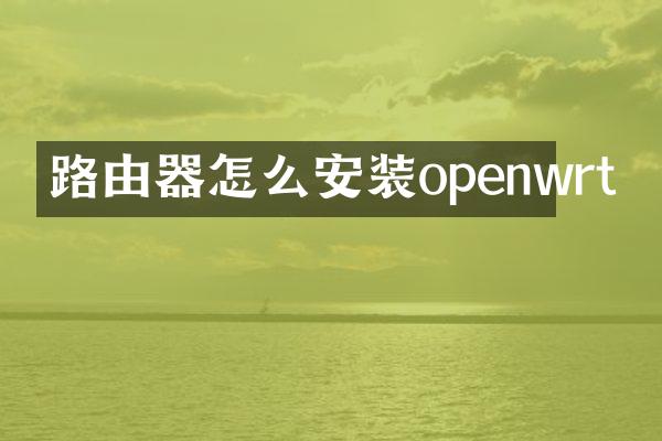 路由器怎么安装openwrt
