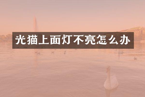 光猫上面灯不亮怎么办