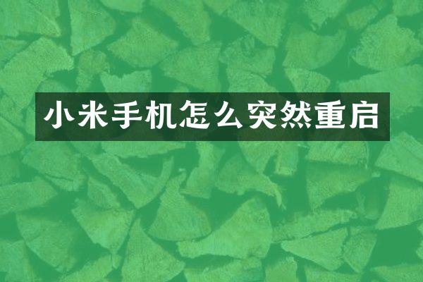 小米手机怎么突然重启