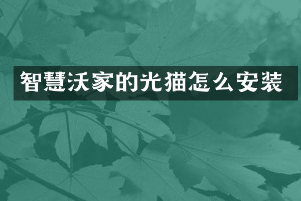 智慧沃家的光猫怎么安装