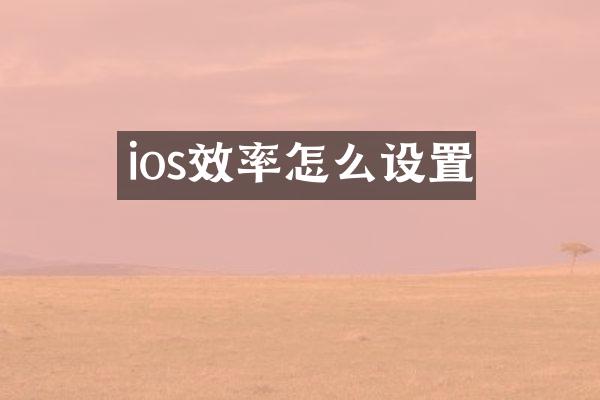 ios效率怎么设置