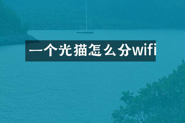 一个光猫怎么分wifi
