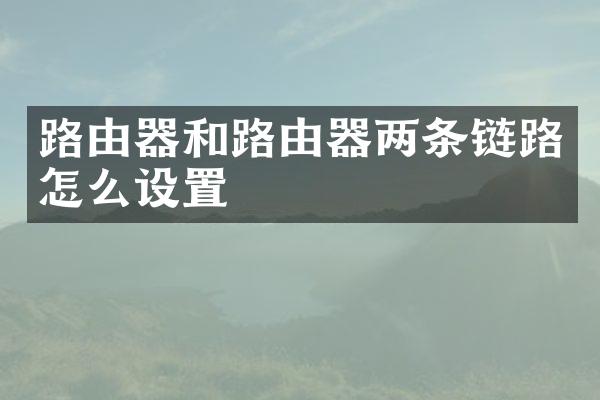 路由器和路由器两条链路怎么设置