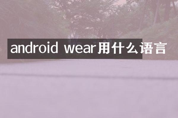 android wear用什么语言