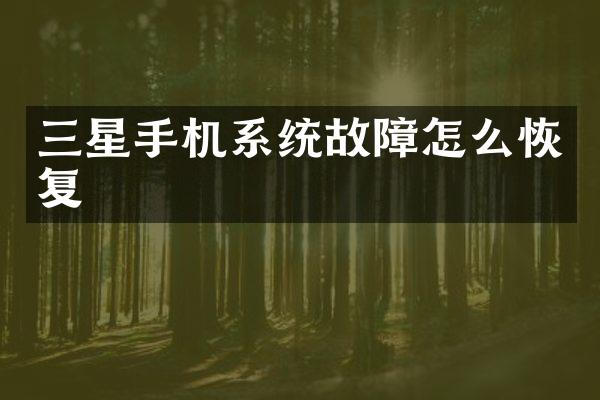 三星手机系统故障怎么恢复