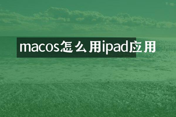 macos怎么用ipad应用