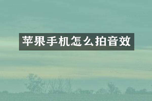 苹果手机怎么拍音效