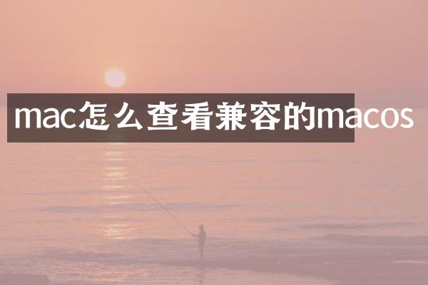 mac怎么查看兼容的macos