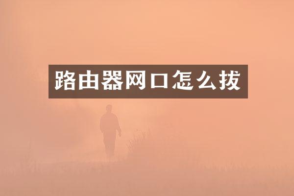 路由器网口怎么拔