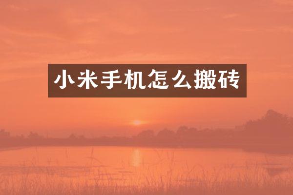 小米手机怎么搬砖