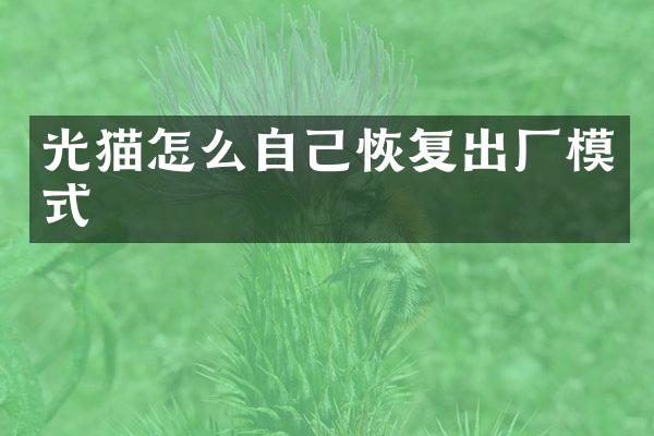 光猫怎么自己恢复出厂模式