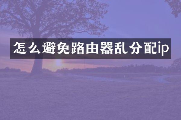 怎么避免路由器乱分配ip
